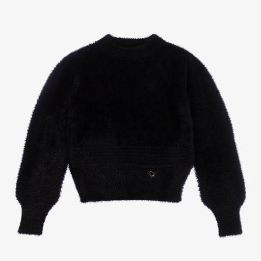 Mayoral-Girls Black Fluffy Sweater | Childrensalon Outlet