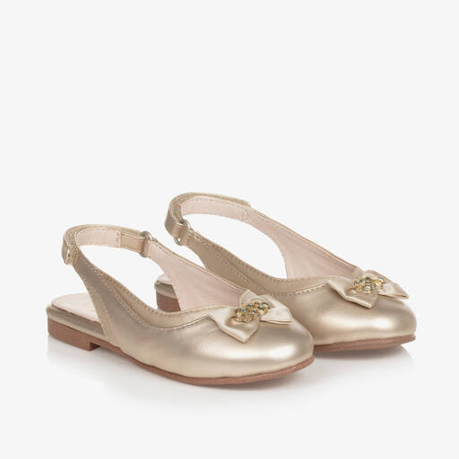 Mayoral-Girls Gold Faux Leather Slingback Shoes | Childrensalon Outlet