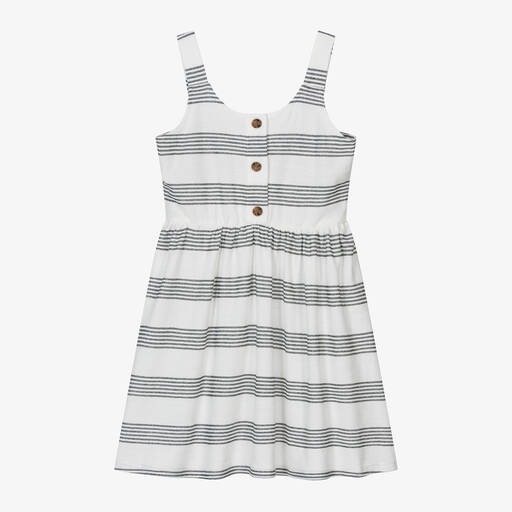 Mayoral-Girls Ivory & Black Stripe Cotton Dress | Childrensalon Outlet