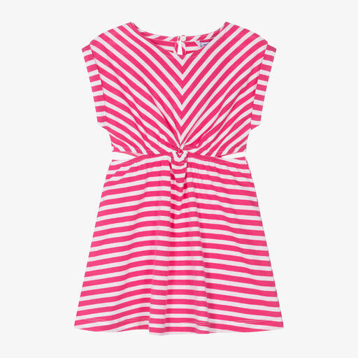 Mayoral-Girls Pink Striped Cotton Dress | Childrensalon Outlet