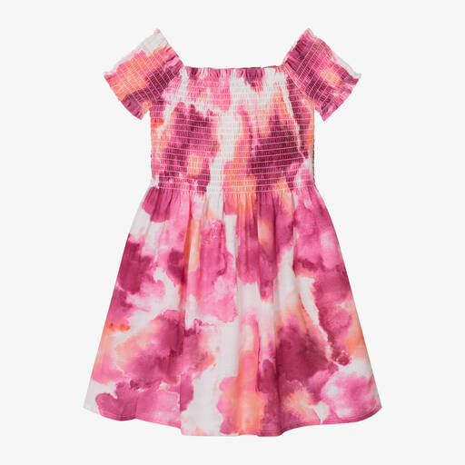 Mayoral-Girls Pink Watercolour Print Dress | Childrensalon Outlet