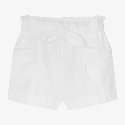 Mayoral-Girls White Cotton Shorts | Childrensalon Outlet