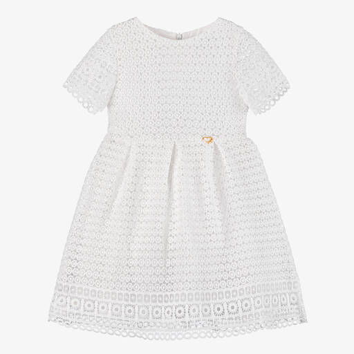 Mayoral-Girls White Guipure Lace Dress | Childrensalon Outlet