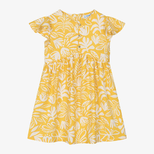 Mayoral-Girls Yellow Floral Dress | Childrensalon Outlet