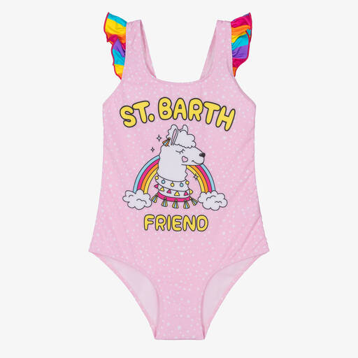 MC2 Saint Barth-Teen Girls Pink Rainbow Llama Swimsuit | Childrensalon Outlet
