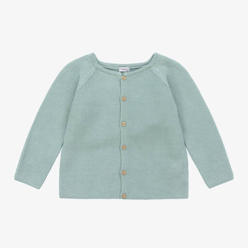 Mebi-Green Cotton Knit Cardigan | Childrensalon Outlet