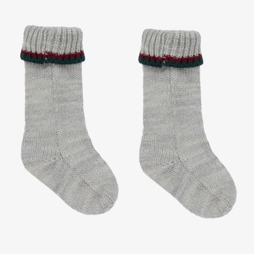 Mebi-Grey Knitted Baby Socks | Childrensalon Outlet