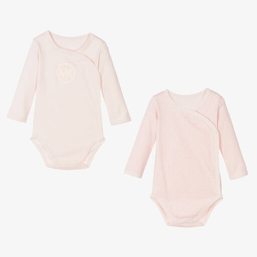 Michael Kors Kids-Pink Cotton Bodyvests (2 Pack) | Childrensalon Outlet