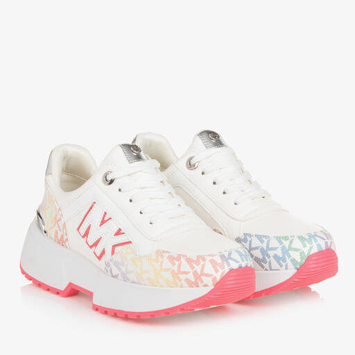 Michael Kors Kids-Teen Girls White MK Monogram Trainers | Childrensalon Outlet