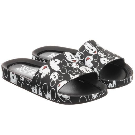 Mini Melissa-Girls Black Disney Sliders | Childrensalon Outlet