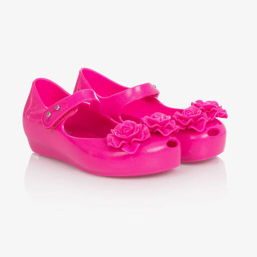 Mini Melissa-Girls Pink Flower Jelly Shoes | Childrensalon Outlet