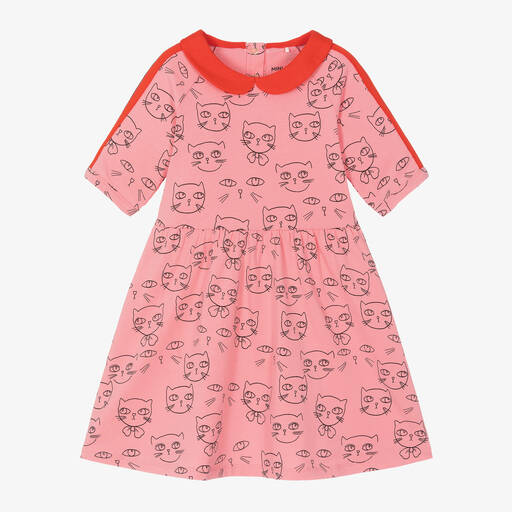 Mini Rodini-Girls Pink Organic Cotton Cat Dress | Childrensalon Outlet