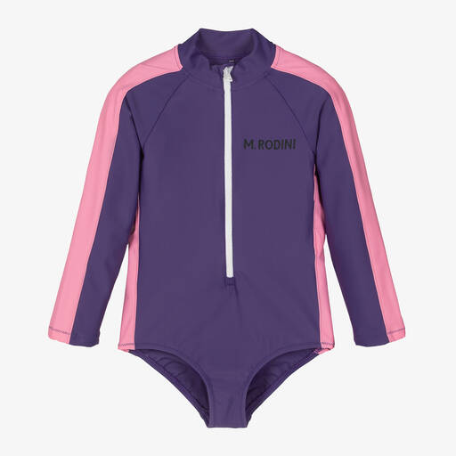 Mini Rodini-Girls Purple & Pink Swimsuit (UPF50+) | Childrensalon Outlet