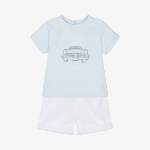 Mintini Baby-Baby Boys Blue Towelling Shorts Set | Childrensalon Outlet