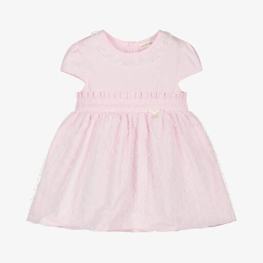 Mintini Baby-Baby Girls Pink Cotton & Organza Dress | Childrensalon Outlet