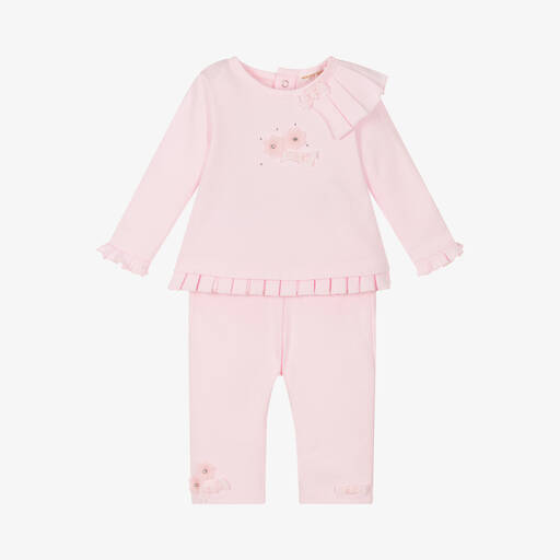 Mintini Baby-Baby Girls Pink Cotton Trouser Set | Childrensalon Outlet