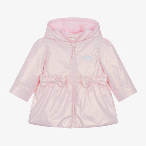 Mintini Baby-Baby Girls Pink Padded Bow Jacket | Childrensalon Outlet