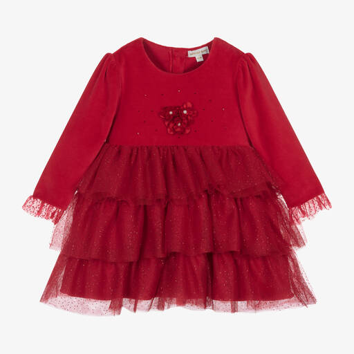 Mintini Baby-Baby Girls Red Velour & Tulle Dress | Childrensalon Outlet
