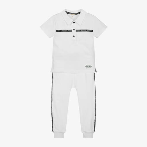 Mintini Baby-Boys White Cotton Trouser Set | Childrensalon Outlet
