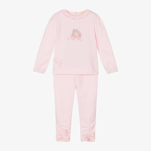 Mintini Baby-Girls Pink Ballet Shoes Cotton Tracksuit | Childrensalon Outlet