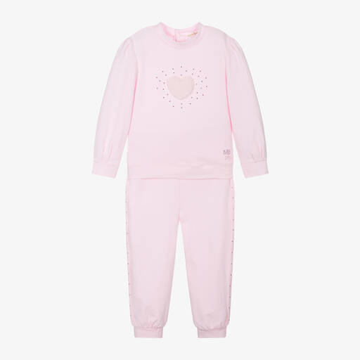 Mintini Baby-Girls Pink Cotton Tracksuit | Childrensalon Outlet