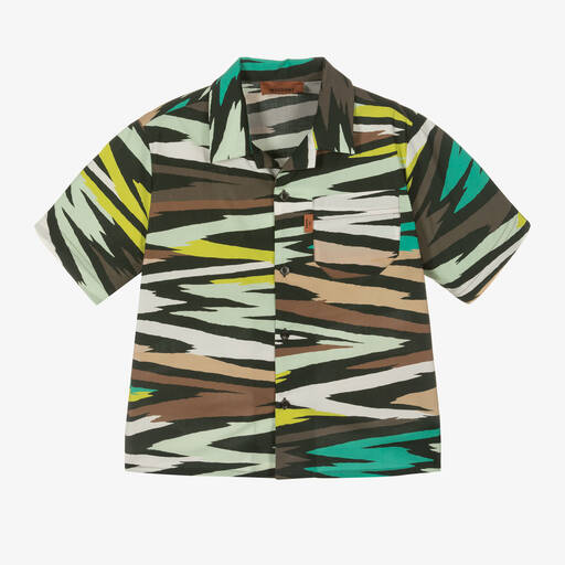 Missoni-Boys Brown & Green Zigzag Cotton Shirt | Childrensalon Outlet