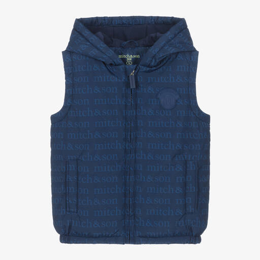 Mitch & Son-Boys Navy Blue Hooded Gilet | Childrensalon Outlet