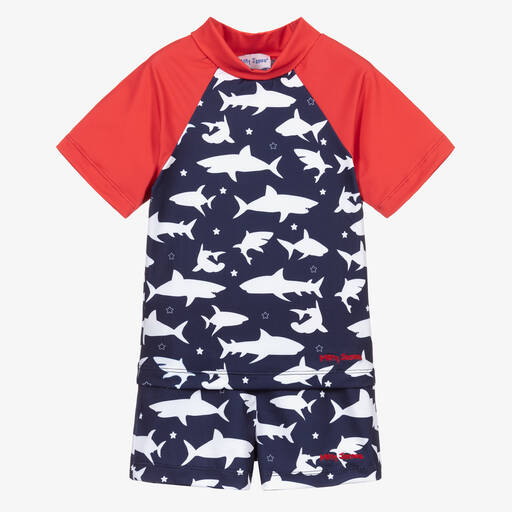 Mitty James-Boys Blue Shark Swim Shorts Set (UPF 50+) | Childrensalon Outlet