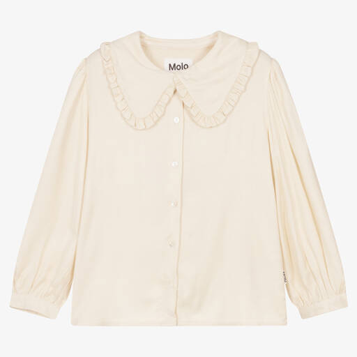 Molo-Girls Ivory Twill Collar Blouse | Childrensalon Outlet