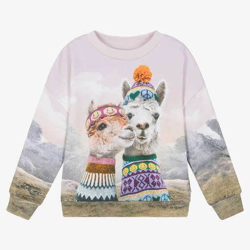 Molo-Girls Lilac Purple Llama Sweatshirt | Childrensalon Outlet