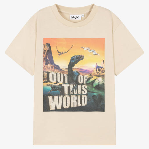 Molo-Бежевая хлопковая футболка с динозаврами | Childrensalon Outlet