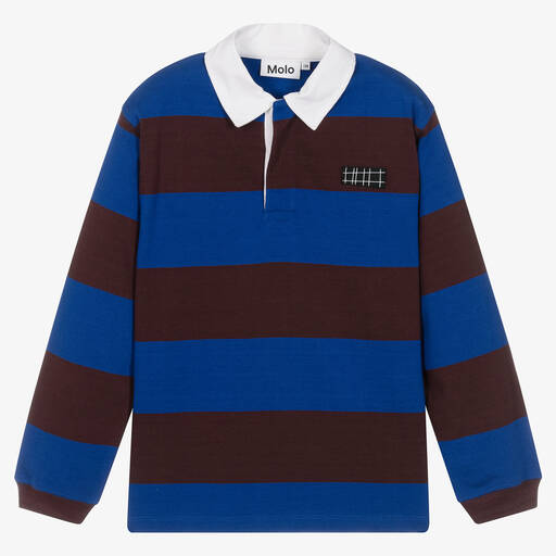 Molo-Teen Boys Blue Striped Rugby Shirt | Childrensalon Outlet