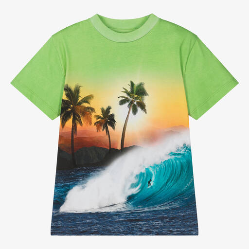 Molo-Teen Boys Green Cotton Sunset T-Shirt | Childrensalon Outlet