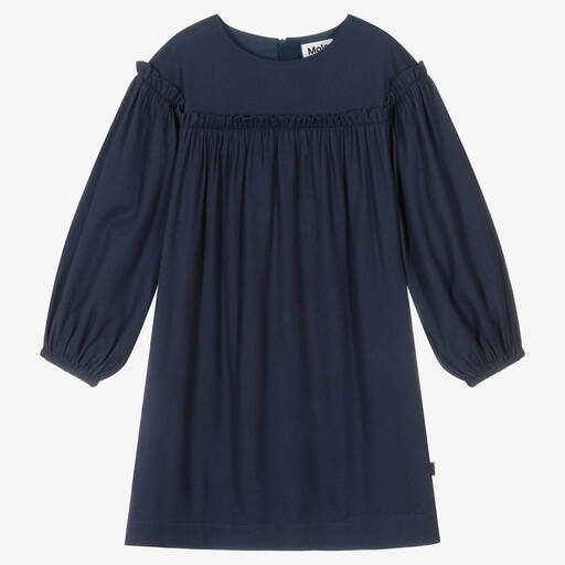 Molo-Teen Girls Blue Cotton Twill Dress | Childrensalon Outlet