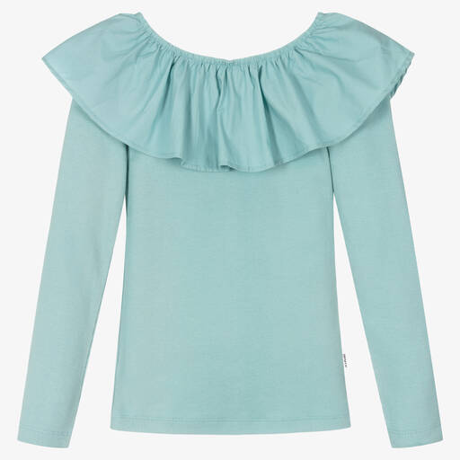 Molo-Teen Girls Blue Ribbed Cotton Top | Childrensalon Outlet