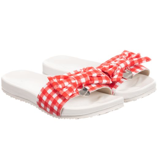 Monnalisa-Girls Red Gingham Sliders | Childrensalon Outlet