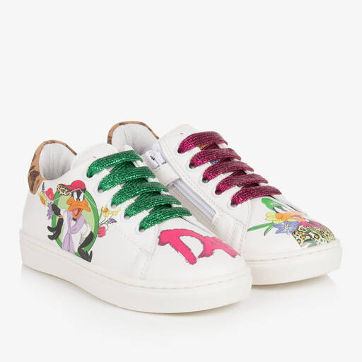 Monnalisa-Girls White Looney Tunes Trainers | Childrensalon Outlet