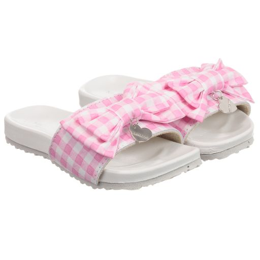 Monnalisa-Pink Gingham Check Sliders | Childrensalon Outlet