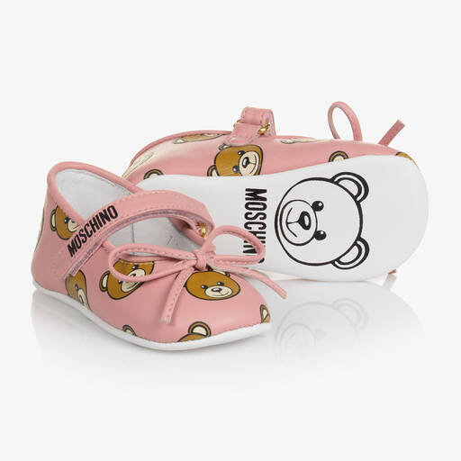 Moschino Kid-Teen-Baby Girls Pink Leather Pre-Walker Shoes | Childrensalon Outlet