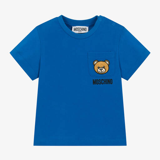 Moschino Baby-Blue Cotton Teddy Bear T-Shirt | Childrensalon Outlet