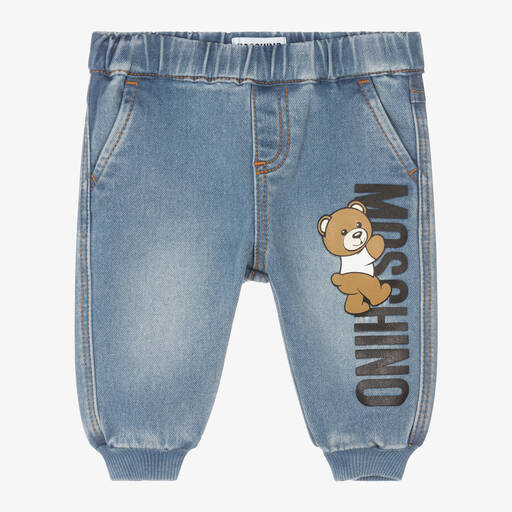 Moschino Baby-Blue Denim Teddy Bear Joggers | Childrensalon Outlet