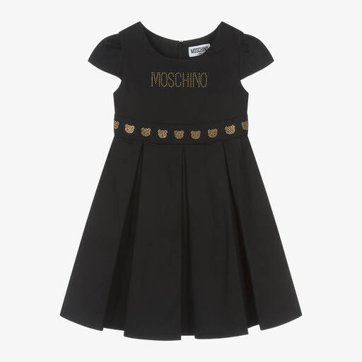 Moschino Kid-Teen-Girls Black Cotton Rhinestone Teddy Dress | Childrensalon Outlet