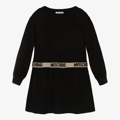 Moschino Kid-Teen-Girls Black Knitted Cashmere Dress | Childrensalon Outlet