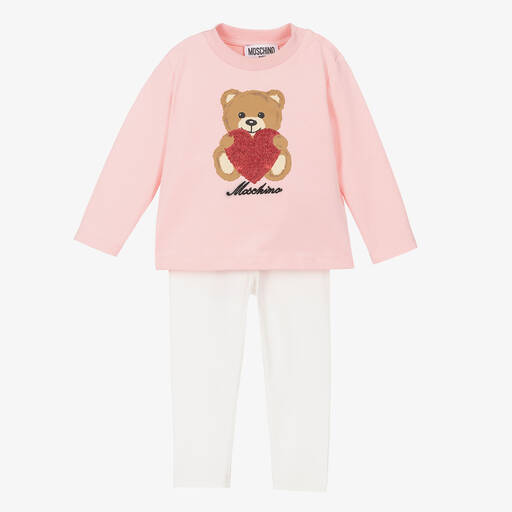 Moschino Kids Teddy Bear cotton short set - Pink