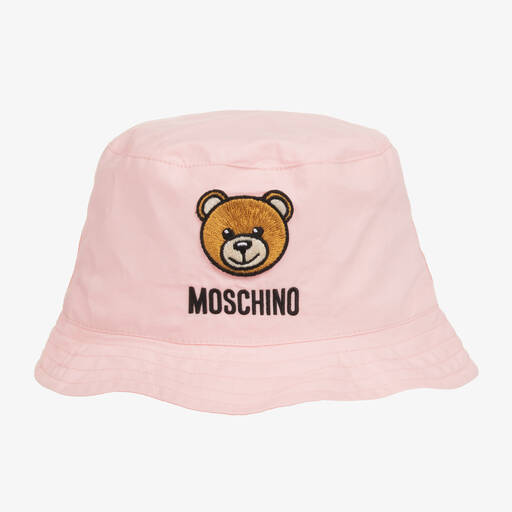 Moschino Baby-Pink Cotton Teddy Bear Bucket Hat | Childrensalon Outlet