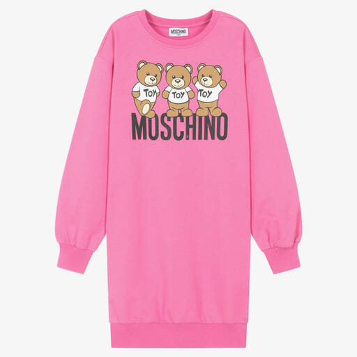 Moschino Kid-Teen-Teen Girls Pink Cotton Teddy Bear Dress | Childrensalon Outlet