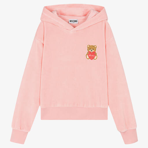 Moschino Kid-Teen-Teen Girls Pink Cotton Teddy Bear Hoodie | Childrensalon Outlet