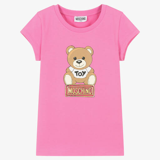 Moschino Kid-Teen-Teen Girls Pink Cotton Teddy Bear T-Shirt | Childrensalon Outlet