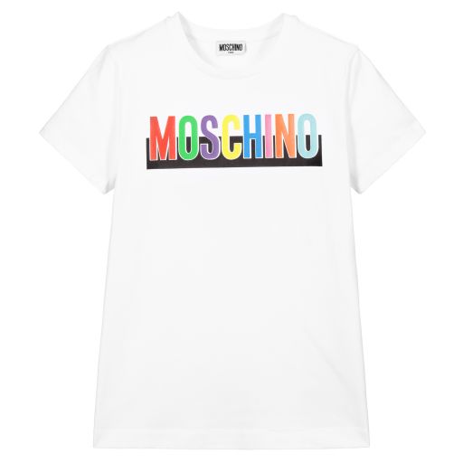 Moschino Kid-Teen-Белая футболка с логотипом для подростков | Childrensalon Outlet