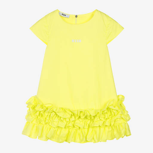 MSGM-Girls Green Cotton Dress | Childrensalon Outlet